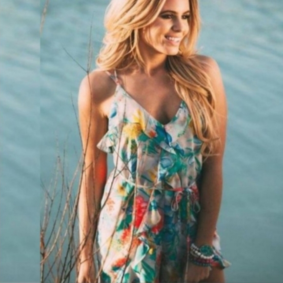 Vici Pants - Vici Pebble Beach floral ruffle short romper